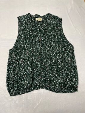 St. John's Bay Marled Dark Green Cable Knit Sleeveless Vest